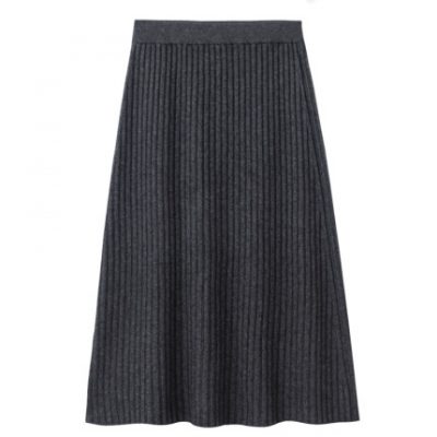 Váy cashmere nữ dài nửa váy hình chữ A Váy len dệt kim dày lên trên đầu gối eo cao Ordos