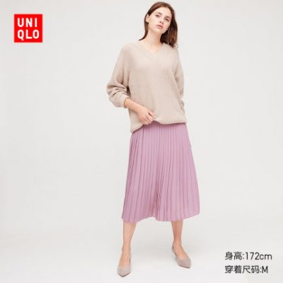Đầm voan nữ xếp li dài 425371 UNIQLO