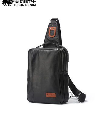 American Bison Da Hàn Quốc Người đàn ông Túi ngực Messenger Túi đeo vai Ba lô Da giản dị Thắt lưng Túi hợp thời trang Túi nam