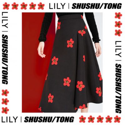 [SHushU / TONG tên chung] LILY2019 mùa đông mới của phụ nữ váy đen eo cao A-line 6132