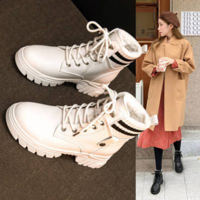Martin ủng nữ 2019 mới mùa đông tuyết hoang dã hoang dã cộng với nhung ấm áp đôi giày cotton màu đỏ