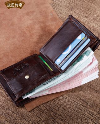 Ví tiền mới 2019 ví nam da ngắn đầu lớp da ví ngang ví nam giản dị ví retro