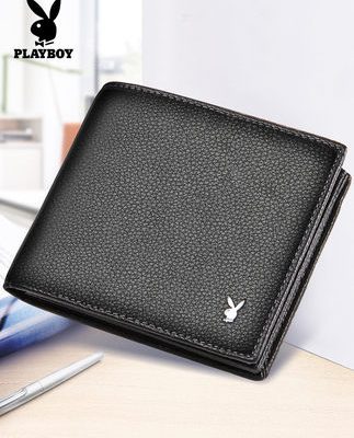 Ví nam Playboy 2019 mới ngắn phần da dày lớp da bò cao cấp công suất lớn ví mềm