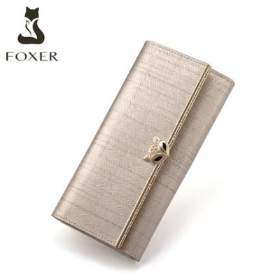 Ví vàng cáo nữ dài Nhật Bản và Hàn Quốc ba lần khóa kéo ví da ví cầm tay nữ ví cầm tay