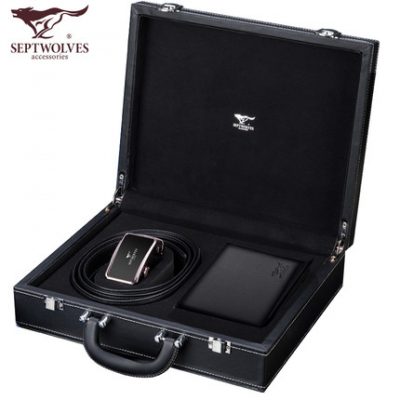 Bảy con sói ví nam ví da ngắn giữ vé hộp quà tặng bộ quà tặng sinh nhật thực tế cao cấp cho bố