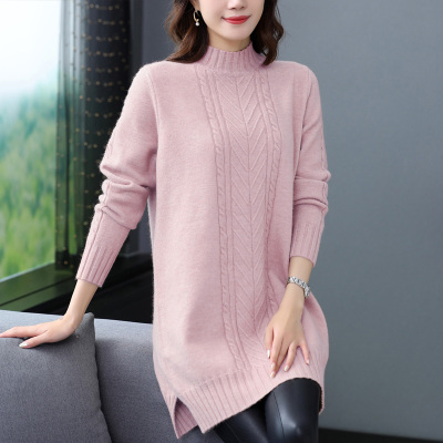 Thu / Đông 2019 Mới Áo len nửa cổ cao Áo len Hàn Quốc Áo thun rộng có độ dài vừa phải Áo dệt kim ngoài
