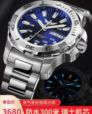 Đồng hồ lặn ma Thụy Sĩ nam đồng hồ cơ tự động radon dạ quang tích cực thương hiệu thép không gỉ chống nước thể thao đồng hồ quân sự