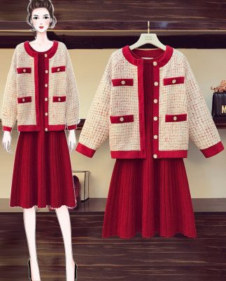 Cộng với kích cỡ của chị béo, áo khoác cotton mùa đông màu đỏ rộng rãi là bộ đồ hai mảnh mỏng 泫