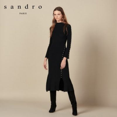 Sandro2019 mùa thu và mùa đông mới nữ trang trí cơ thể hạt thanh lịch khí dệt kim SFPRO00518