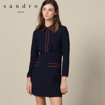 Sandro2019 mùa thu và mùa đông phụ nữ mới nhấn màu thắt lưng kiểu váy nhỏ hương gió SFPRO00681
