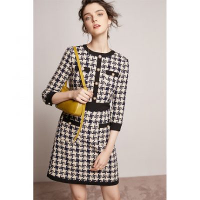 Phong cách nữ cao cấp! Khí chất đáng kể công nghiệp nặng vải tweed len nữ mùa thu đông 2019 mới dày