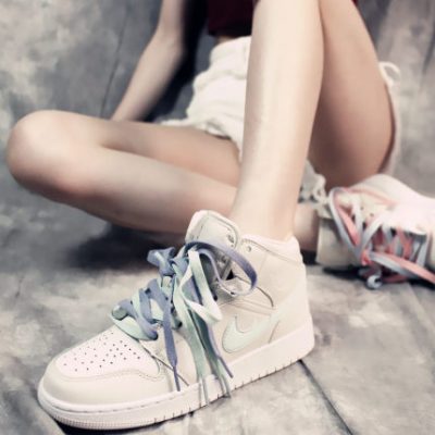 Giày nữ aj1 bốn màu 鸳鸯 Giày thể thao cotton cao cấp màu trắng be Air Force One Tiffany Green trang web chính thức cộng với nhung