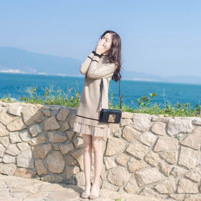 Mùa thu và mùa đông thích hợp retro Pháp Yamamoto dài áo len dài cơ sở một chiếc váy dệt kim nhỏ cho phụ nữ