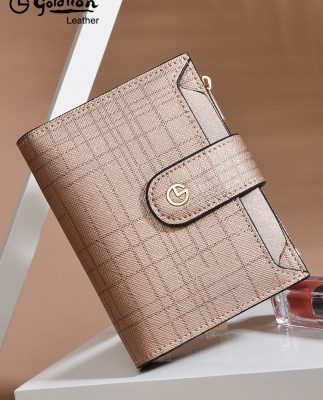 Ví Goldlion Nữ Short Leather Lady Ticket Người giữ vé 2019 Ví mới Thời trang Tri Fold Card Case Small Coin Purse