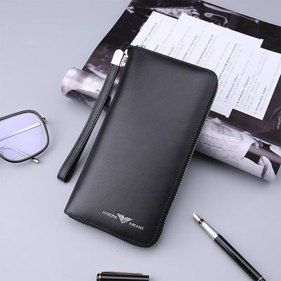 Zhuo Fan Armani Ví nam dài 2019 Xu hướng mới Túi xách nam Da Ly hợp Dây kéo Túi ly hợp