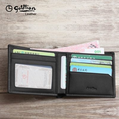 Ví nam Jinlilai Short Top Layer Pure Leather Leather Leather Leather Soft Soft Business Business Thin Wallet Tide