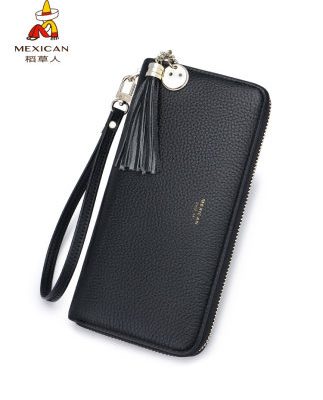 Ví Scarecrow nữ dài phần đầu tiên dây kéo da đơn giản dung lượng lớn da Hàn Quốc đa năng túi ly hợp mỏng