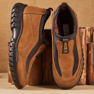 Giày vải Bắc Kinh cũ cho nam giày cotton mùa đông cộng với nhung ấm áp đôi giày trung niên và cao tuổi dày đế mềm chống trượt giày nam