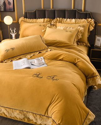 Mùa đông cộng với nhung dày bốn mảnh nhung bé flannel san hô chăn chăn ga gối nhung nhung hai mặt nhung