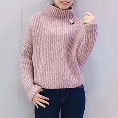 Thương hiệu quần áo nữ chính hãng 2019 thu đông mới nửa cổ áo thun cao cổ áo len ngắn tay áo len dài tay
