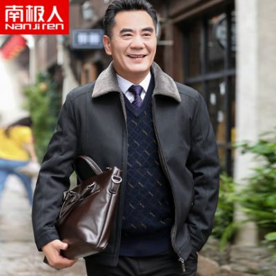 Người đàn ông Nam Cực mặc áo khoác mùa đông mới ấm áp cho người đàn ông trung niên và người già cộng với chiếc áo khoác nhung dày thông thường ông nội