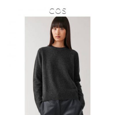 Áo len cashmere cổ tròn cho nữ COS màu đen 2019 thu đông mới 0821977002