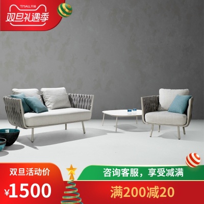 Cao cấp tùy chỉnh ngoài trời giải trí dệt dây mây nội thất ban công sofa kết hợp ba mô hình sofa mây phòng