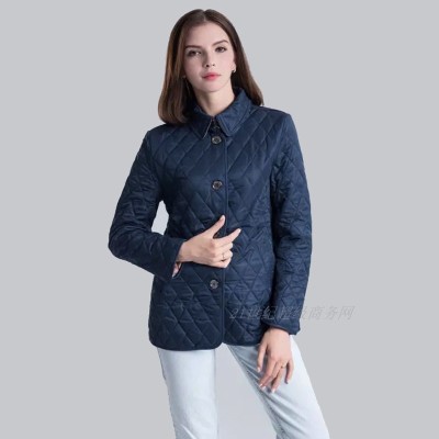 Áo khoác cotton nữ đúng chất lượng mùa thu và mùa đông mới Lingge cotton đơn giản dày ấm áp áo khoác tuyệt vời nhiều màu đặc biệt