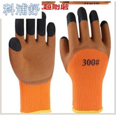 Găng tay bảo hộ lao động mùa đông cộng với nhung dày bền xây dựng trang web chống mài mòn chống đóng băng bảo vệ lao động cao su bảo vệ