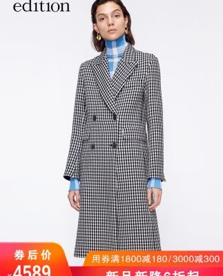phiên bản houndstooth áo khoác nữ 2019 mùa đông mới retro áo len đôi Hepburn áo choàng len moco