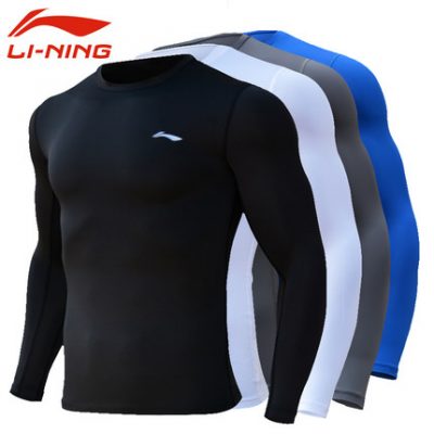 Li Ning quần áo thể dục quần thể thao nam tập thể dục dài tay đào tạo chạy căng nén quần áo quần áo nhanh khô quần áo