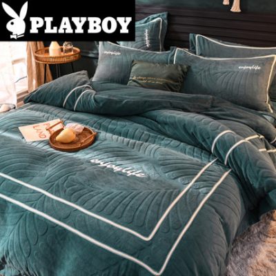 Bộ nhung bốn mảnh nhung cộng với nhung dày chăn sữa nhung châu Âu vải lanh chăn trải giường flannel mùa đông