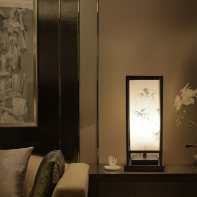 Mới Trung Quốc phong cách đèn phòng ngủ đầu giường đơn giản retro nghiên cứu trang trí thủ công lá tre nghệ thuật cổ điển nhỏ đèn bàn