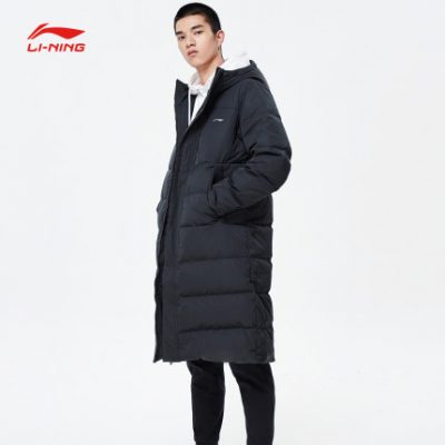 Li Ning dài xuống áo khoác nam 2019 loạt đào tạo mới áo khoác trùm đầu mùa đông áo khoác ấm gió