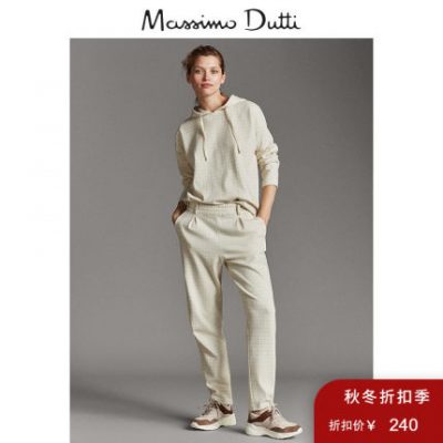 Mùa thu / mùa đông Massimo Dutti Women Kiểm tra mùa thu Cotton Áo Áo Loose Áo dài tay nữ 06867673712
