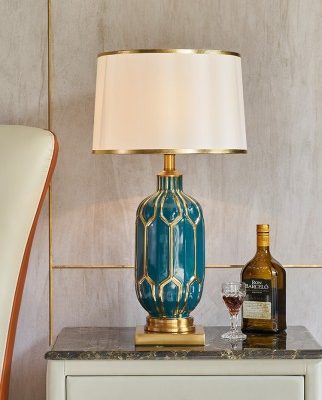 Phòng cưới Mỹ phòng ngủ đèn bàn đơn giản sáng tạo nordic nhà đầu giường đèn gốm ánh sáng sang trọng phòng khách trang trí đèn