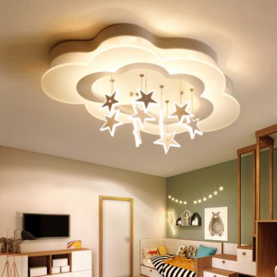 Mây sao phòng trẻ em đèn phòng ngủ đèn trần đơn giản phim hoạt hình hiện đại sáng tạo màu sắc ánh sáng cho ăn đêm ấm áp lãng mạn cậu bé công chúa Tmall elf đèn thông minh