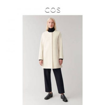 Áo khoác nữ không cổ A-Wool COS Trắng hỗn hợp 2019 Thu đông Sản phẩm mới 0674649903