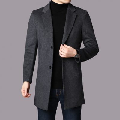 Áo choàng nam hai mặt cashmere Trench Coat Áo len dài Áo len dài Áo khoác da cừu Nizi Quần áo mùa đông Đất