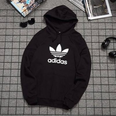 Trang web chính thức của Adidas áo len nam mùa đông mới thể thao clover cộng với áo thun nhung ấm áp