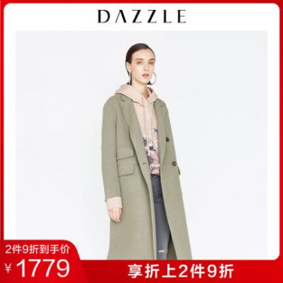 DAZZLE yếu tố mặt đất mùa đông mới áo len mỏng hai mặt len ​​2F4G304