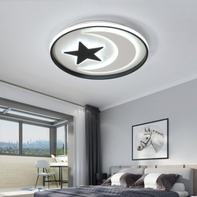 Tmall elf đèn thông minh phòng trẻ em đèn trần led công chúa cô gái sáng tạo sao trăng net cô gái đỏ phòng ngủ đèn ngủ nordic siêu mỏng màu đen và trắng tròn hiện đại đơn giản ấm áp