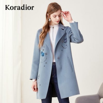 Colletir 2019 Phụ nữ mùa thu và mùa đông New Mid-Long Woolen Mẫu thời trang Áo khoác thường