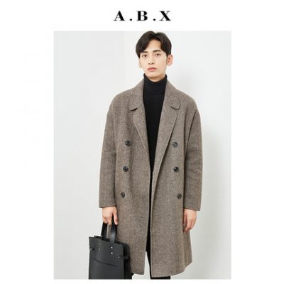 Mùa đông mới áo len đôi xương cá nhân áo khoác lông giữa nam không dài cashmere