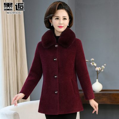 2019 mẹ mới mùa thu và mùa đông giả áo khoác nhung chồn cho phụ nữ trung niên và cao tuổi cỡ lớn dày áo kiểu nước ngoài