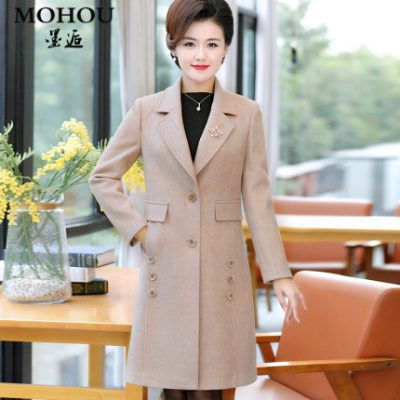 Phụ nữ trung niên và cao tuổi Mùa đông dài và áo len rộng, quý bà 40 tuổi 50