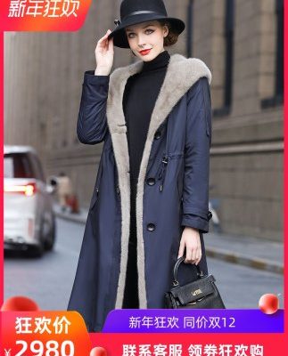 Pie Overcome 2019 Winter Women New Mid-length Long Marten Cổ áo Lông chồn Lông có thể tháo rời Lông thú Vượt qua