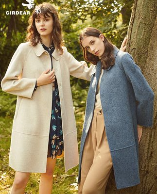 Quần áo nam nữ 2019 mùa thu và mùa đông mới Hepburn cổ áo raglan tay áo len áo khoác len hai mặt nữ A400303