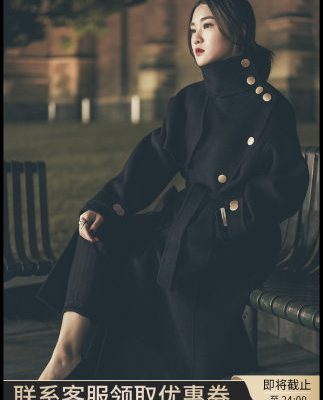 2019 áo khoác len phong cách Hepburn trong áo khoác len hai mặt dài len nữ cashmere nhẹ mùa thu đông