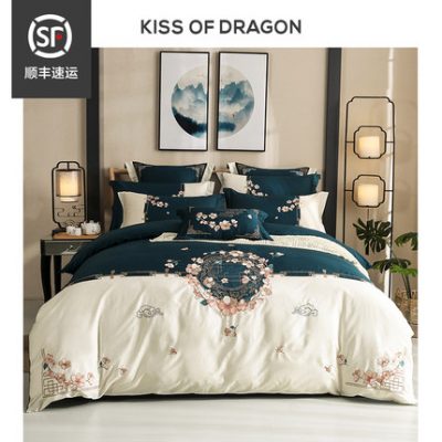 Nụ hôn của rồng 60 Bông dài Ai Cập chủ yếu Cotton bốn mảnh Bông mới Trung Quốc Tấm thêu Chăn Bộ đồ giường